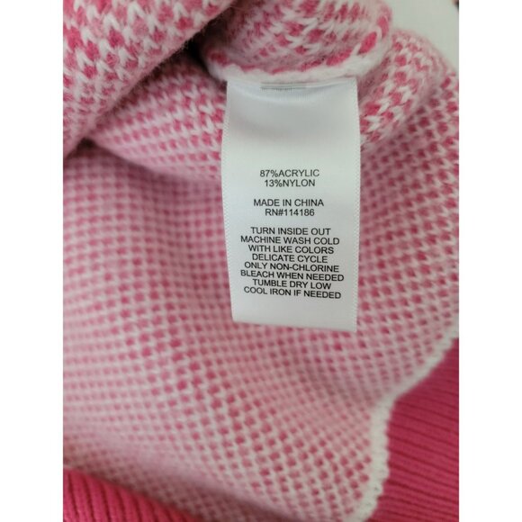 Juicy Couture JUICY Pink & White Acrylic Knit Crewneck Sweater Sz XS - Picture 7 of 8